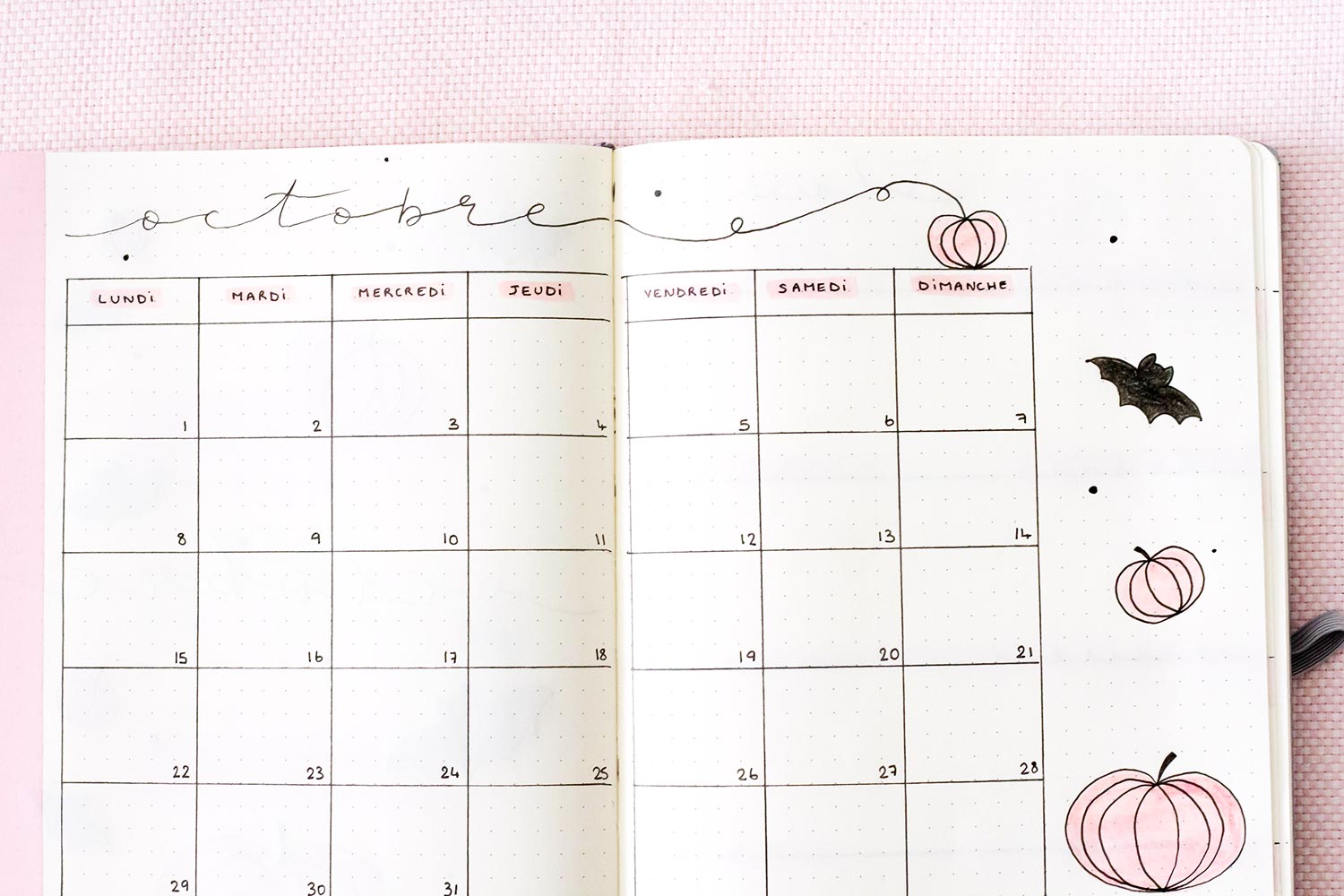 Bullet Journal Octobre : Idée de mise en page - Manayin